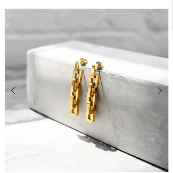 Eddie Borgo Supra Link Earrings 12k Gold Vermeil - Picture 6 of 10